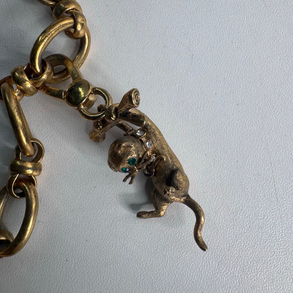 Juicy Couture Y2K Gold Tone Charm Toggle Bracelet Crystal Heart, Butterfly, Cat - Picture 4 of 7